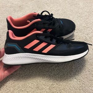 Adidas Kids Black and Coral Sneakers